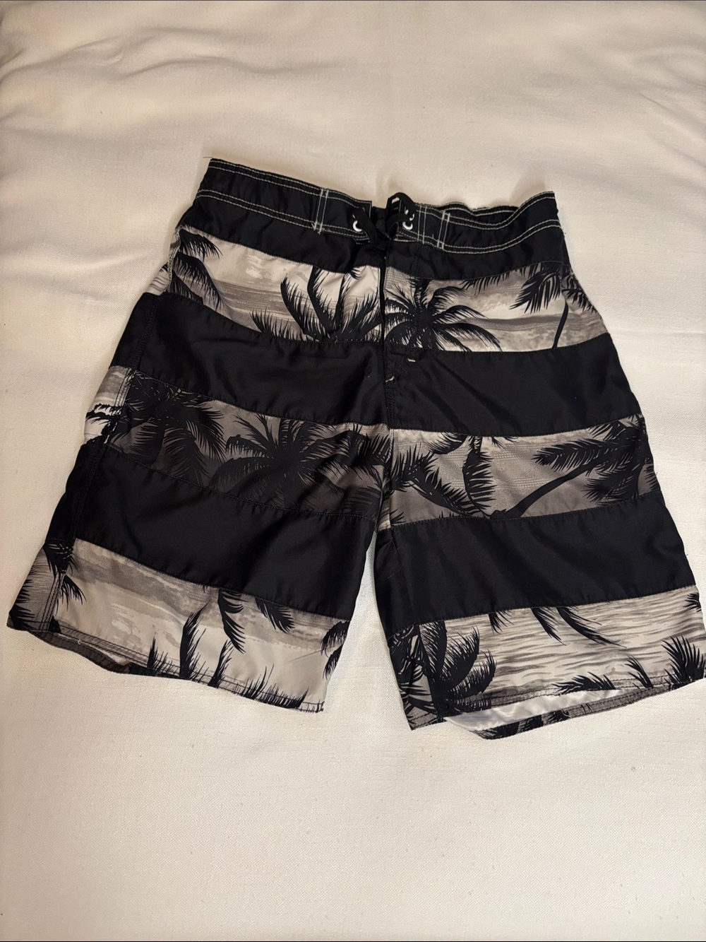 Joe Boxer Black and Gray Palm-Stripe Swim Shorts -397sku